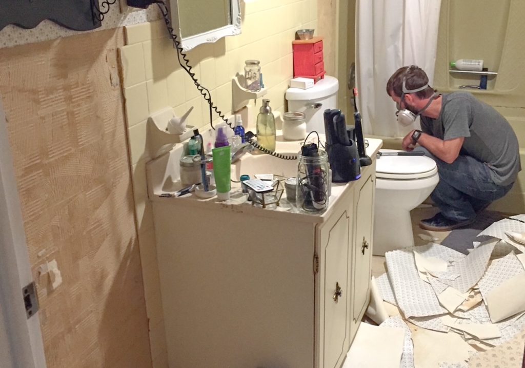 farmhouse bathroom demo day
